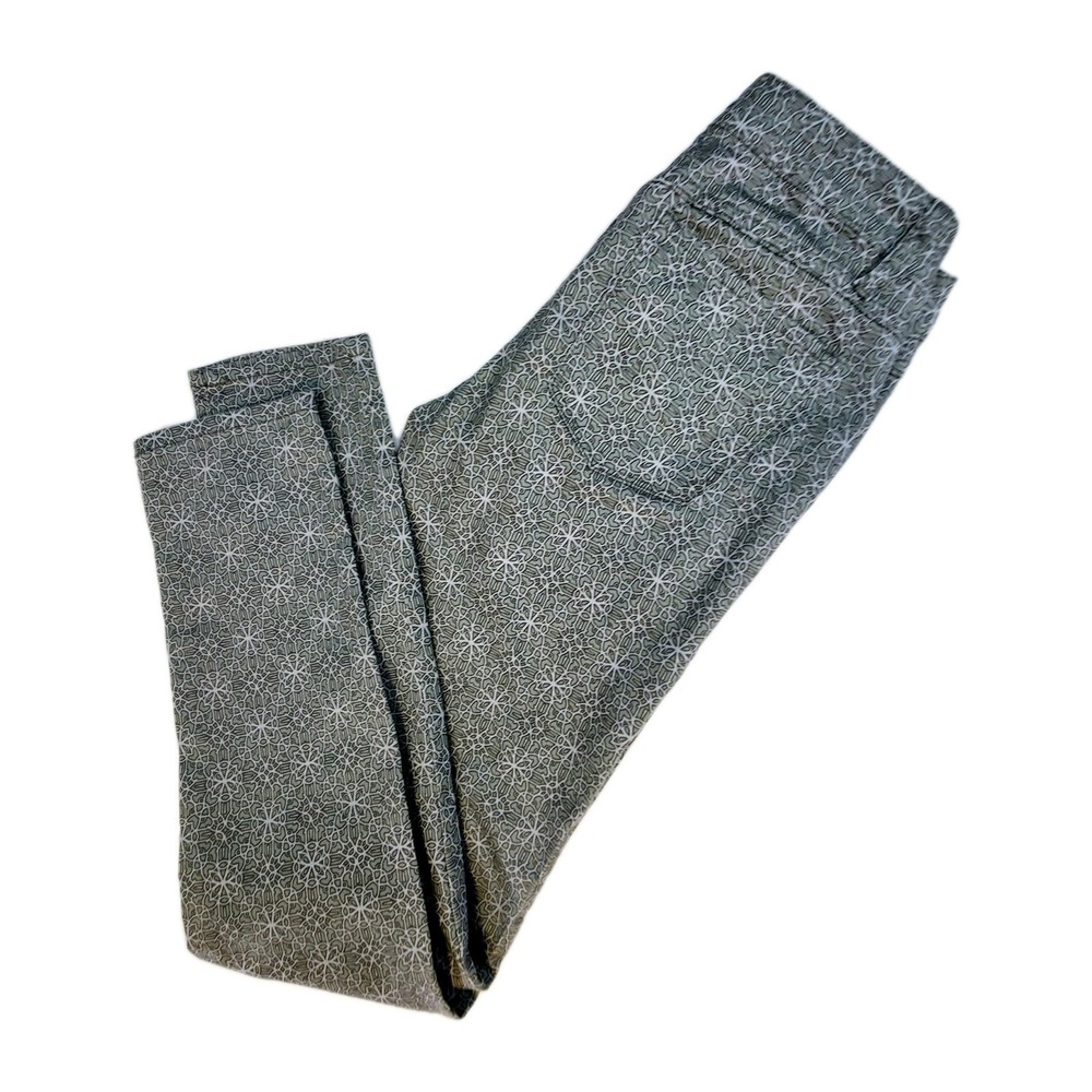 PrAna Kara‎ Jeans sz 2 Gray Geometric Pattern, Organic Cotton Stretch Denim